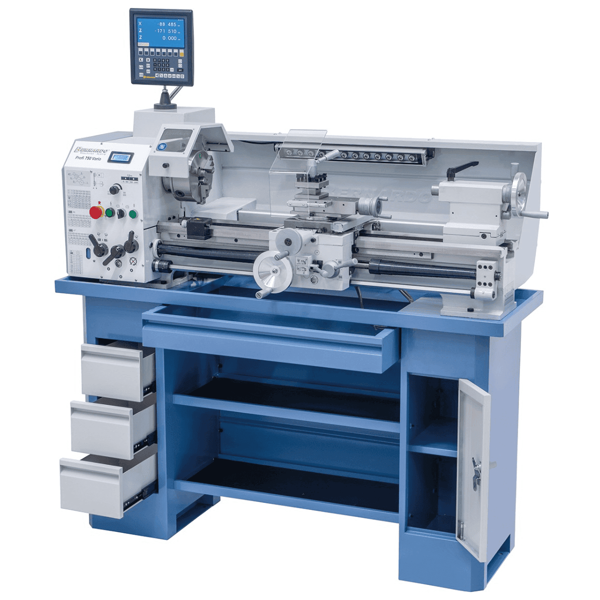 Bernardo Profi 750 Vario Metalldrehmaschine / 230 V mit 2-Achsen-Digitalanzeige