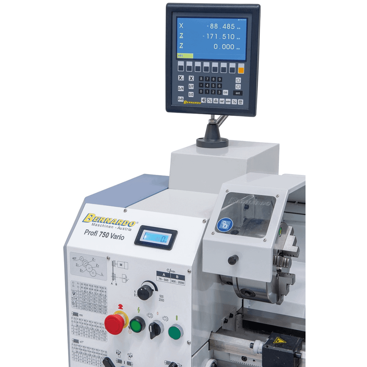 Bernardo Profi 750 Vario Metalldrehmaschine / 230 V mit 2-Achsen-Digitalanzeige