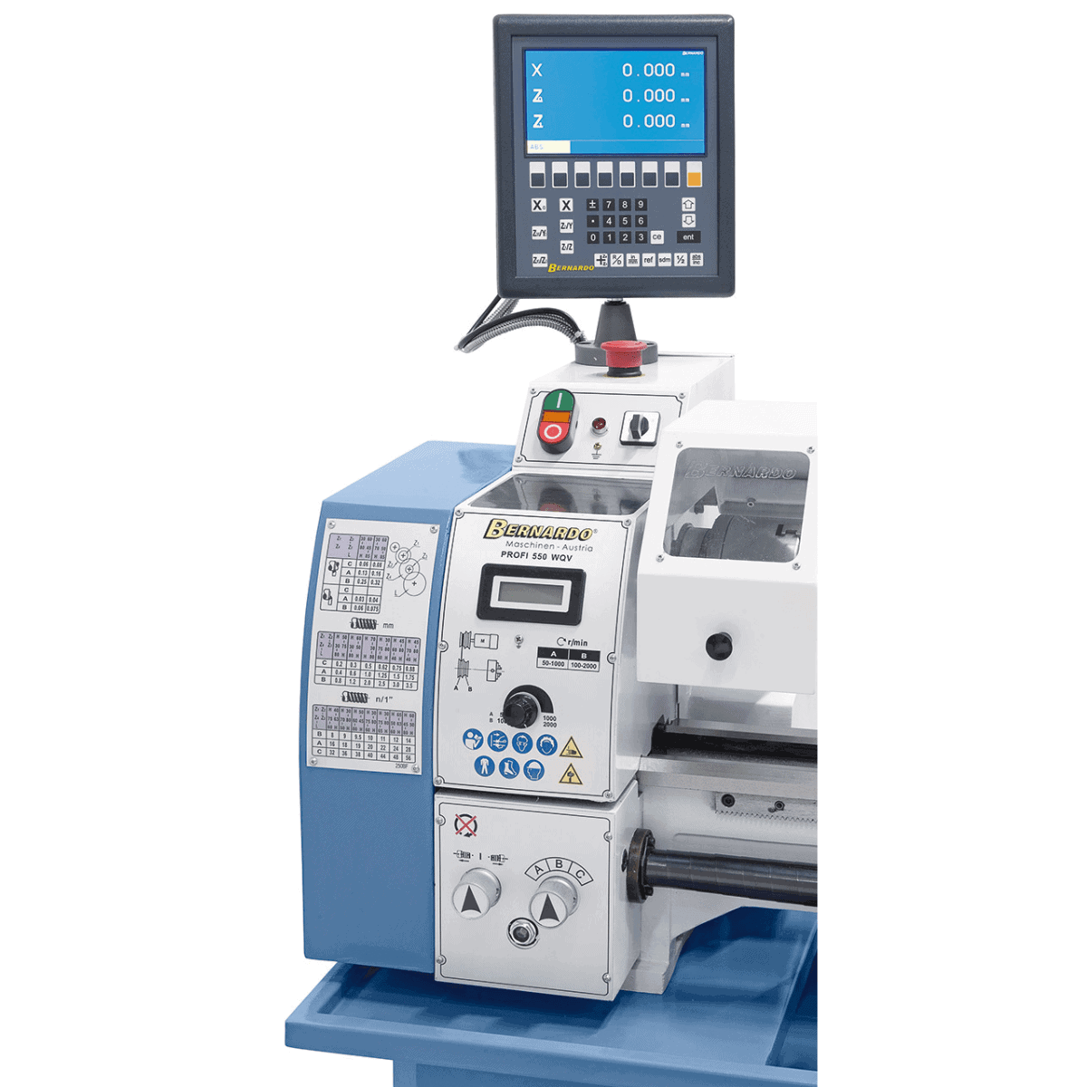 Bernardo Profi 550 WQV Metalldrehmaschine mit 2-Achsen-Digitalanzeige ES-12 V