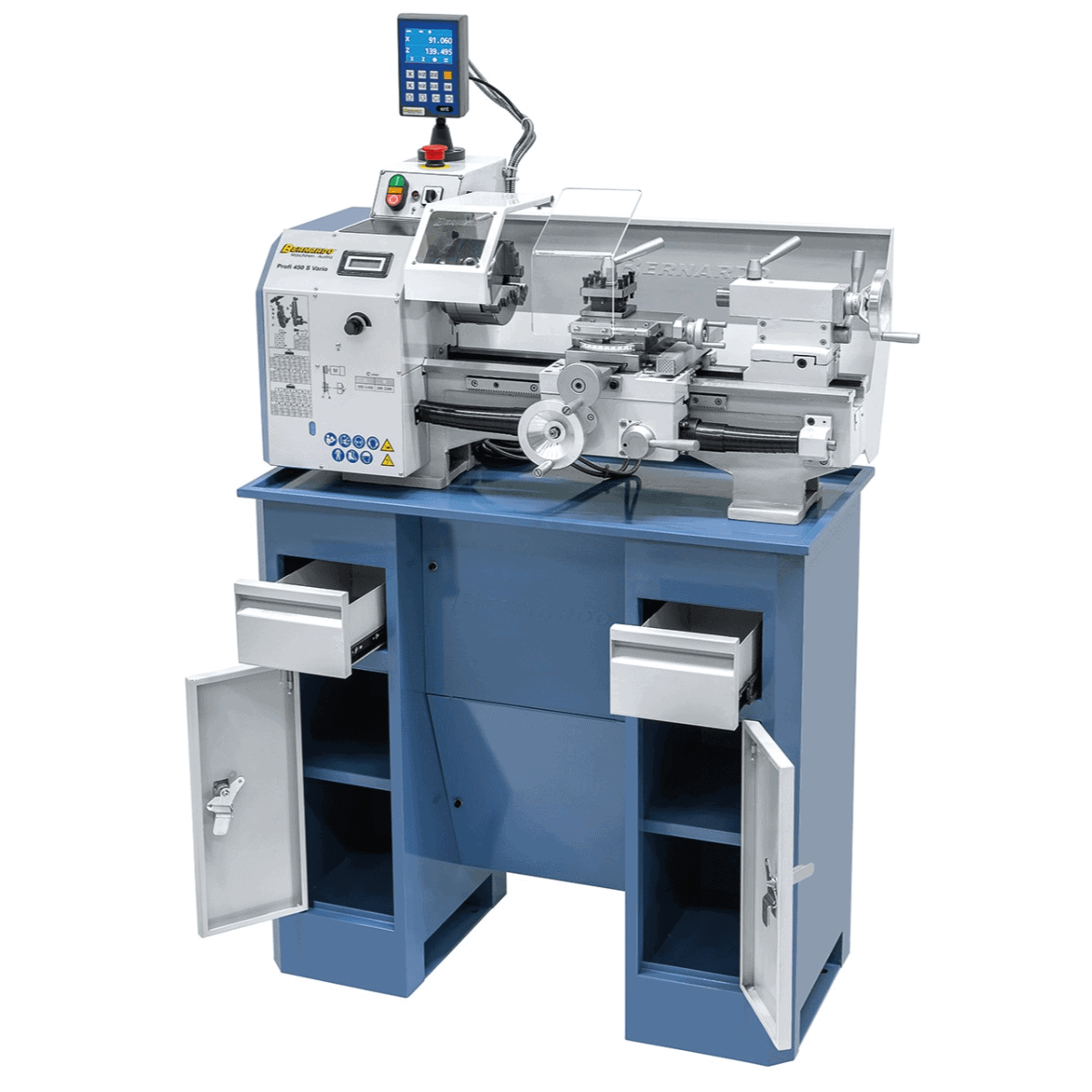 Bernardo Profi 450 S Vario 230V Metalldrehmaschine mit 2-Achsen-Digitalanzeige DT40