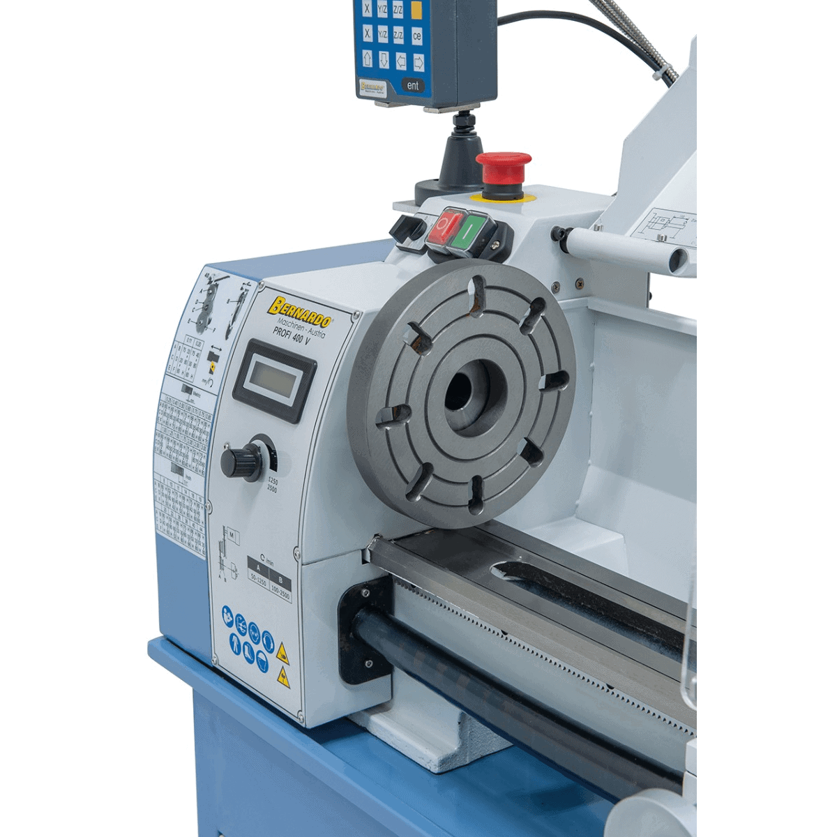 Bernardo Profi 400 V / 230 V Metalldrehmaschine mit 2-Achsen-Digitalanzeige DT 40