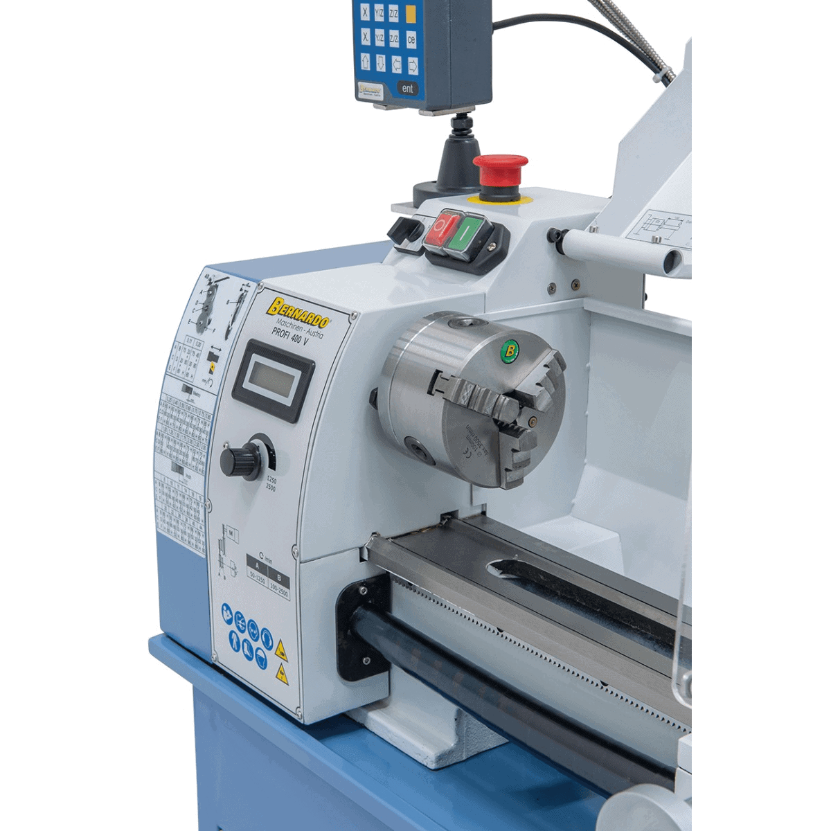 Bernardo Profi 400 V / 230 V Metalldrehmaschine mit 2-Achsen-Digitalanzeige DT 40