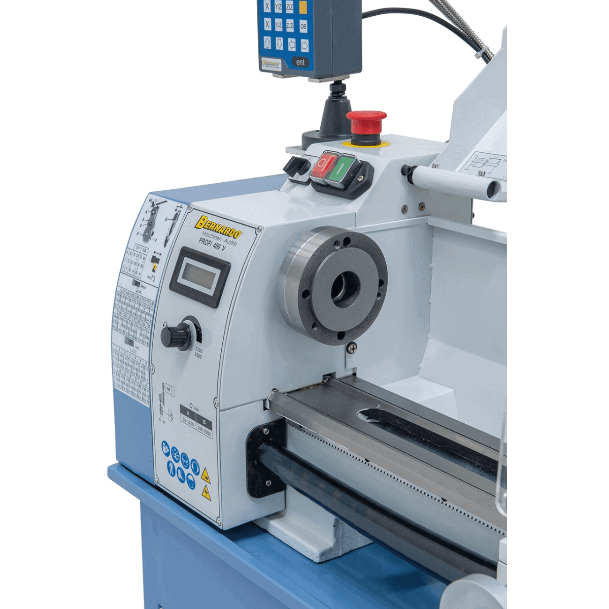 Bernardo Profi 400 V / 230 V Metalldrehmaschine mit 2-Achsen-Digitalanzeige DT 40