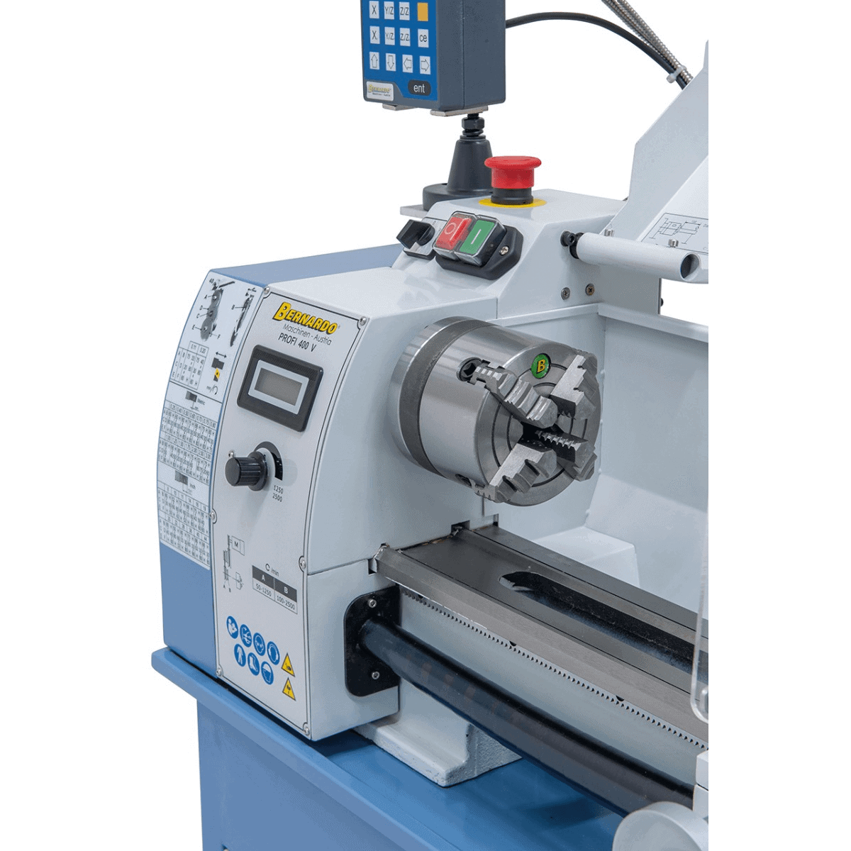 Bernardo Profi 400 V / 230 V Metalldrehmaschine mit 2-Achsen-Digitalanzeige DT 40