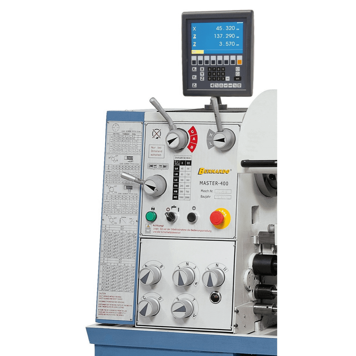 Bernardo Master 400 x 1000 Metalldrehmaschine mit 3-Achsen-Digitalanzeige