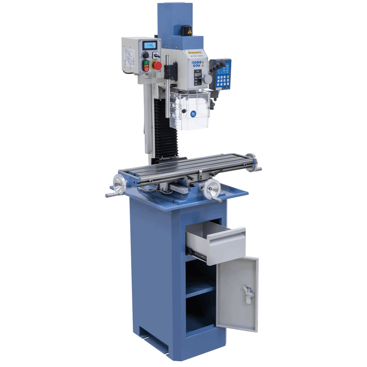 Bernardo KF 25 L Vario Bohr- und Fräsmaschine mit 3-Achs-Digitalanzeige DT 40 und 700-mm-Tisch
