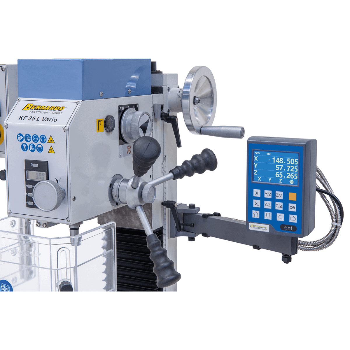 Bernardo KF 25 L Vario Bohr- und Fräsmaschine mit 3-Achs-Digitalanzeige DT 40 und 700-mm-Tisch