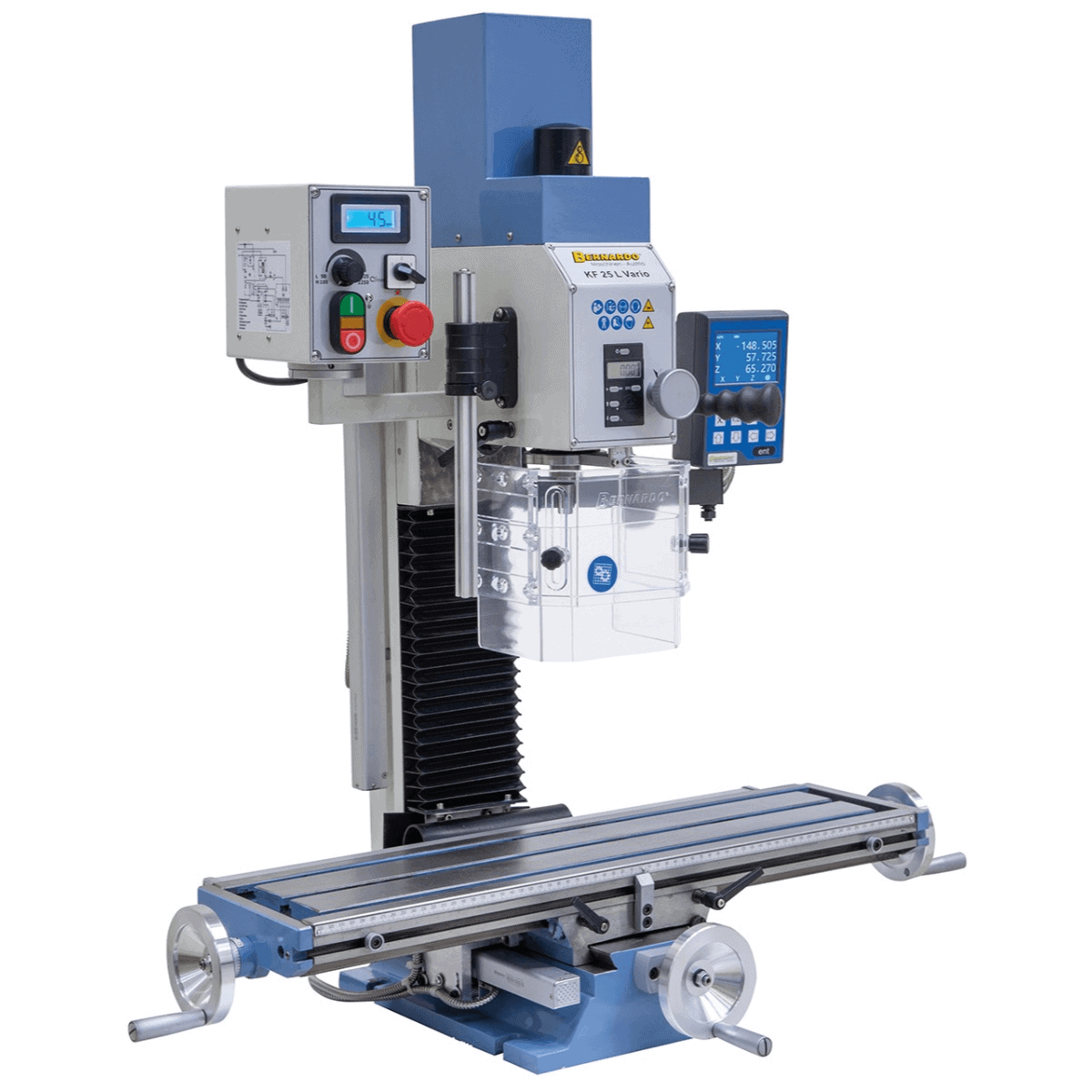 Bernardo KF 25 L Vario Bohr- und Fräsmaschine mit 3-Achs-Digitalanzeige DT 40 und 700-mm-Tisch