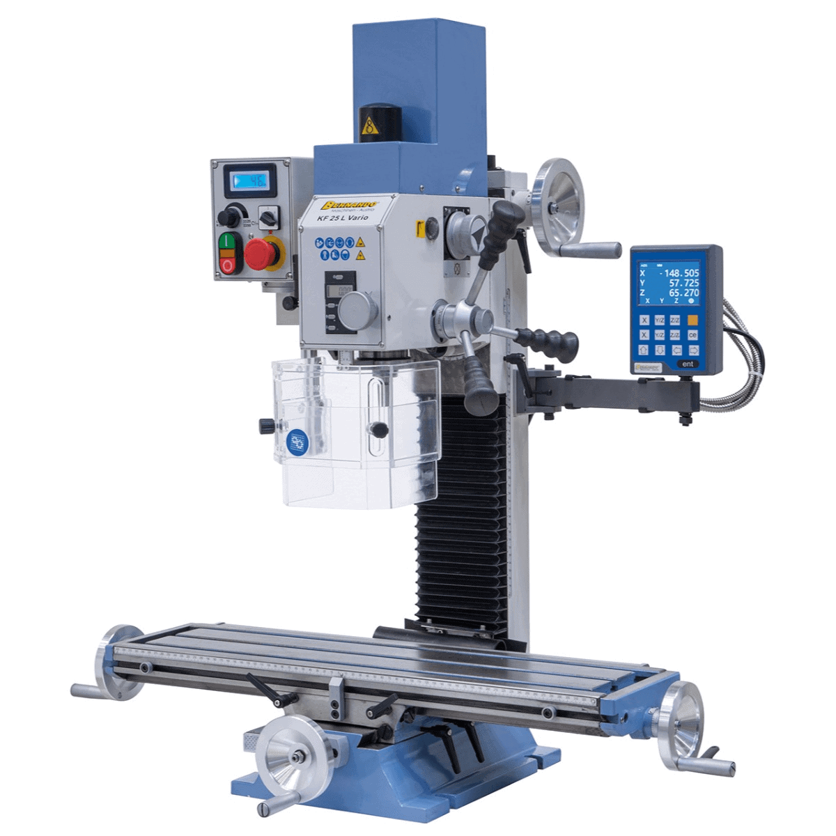 Bernardo KF 25 L Vario Bohr- und Fräsmaschine mit 3-Achs-Digitalanzeige DT 40 und 700-mm-Tisch