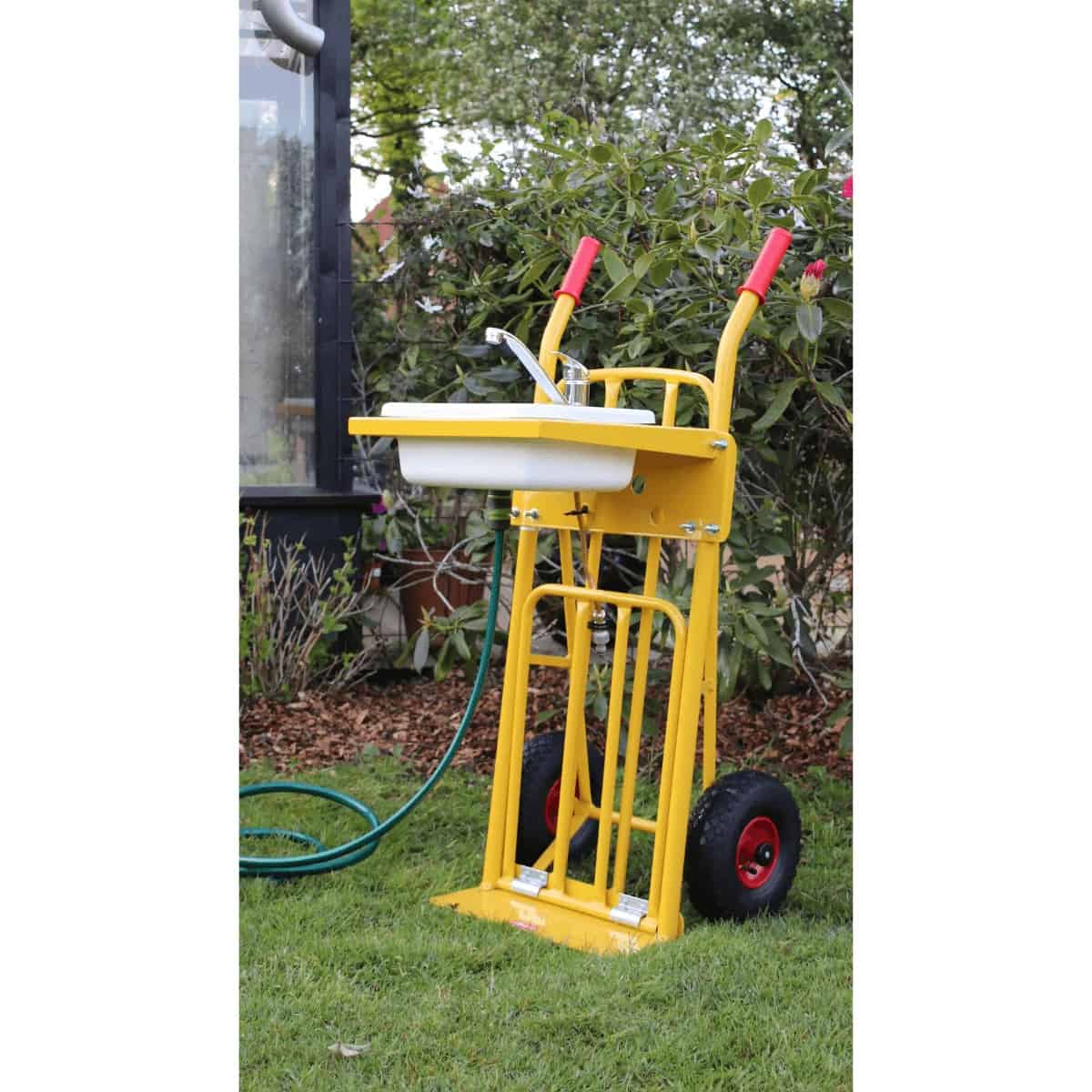 Ravendo CLM WS Mehrzweckwagen – mobile Waschstation mit Spülbecken und Wasserhahn, Tragfähigkeit 250 kg, Stahlrahmen, 5 Jahre Garantie