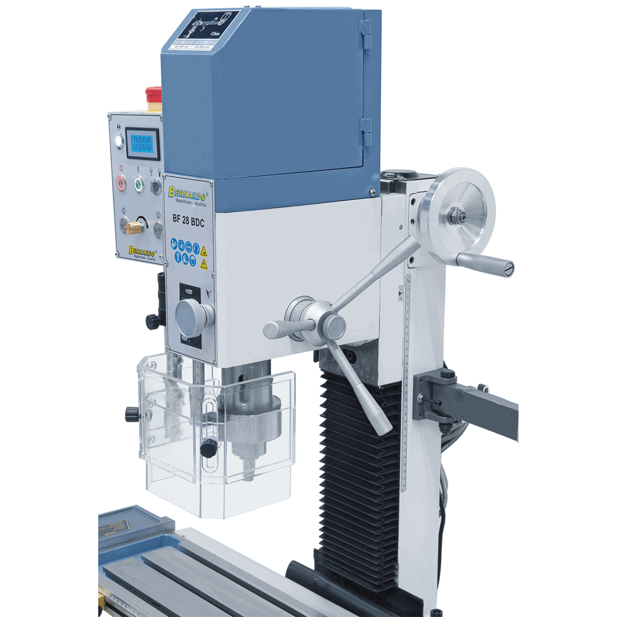 Bernardo BF 28 BDC Bohr- und Fräsmaschine mit 3-Achs-Digitalanzeige ES-12 V und automatischem X-Achsen-Vorschub AL 280 D