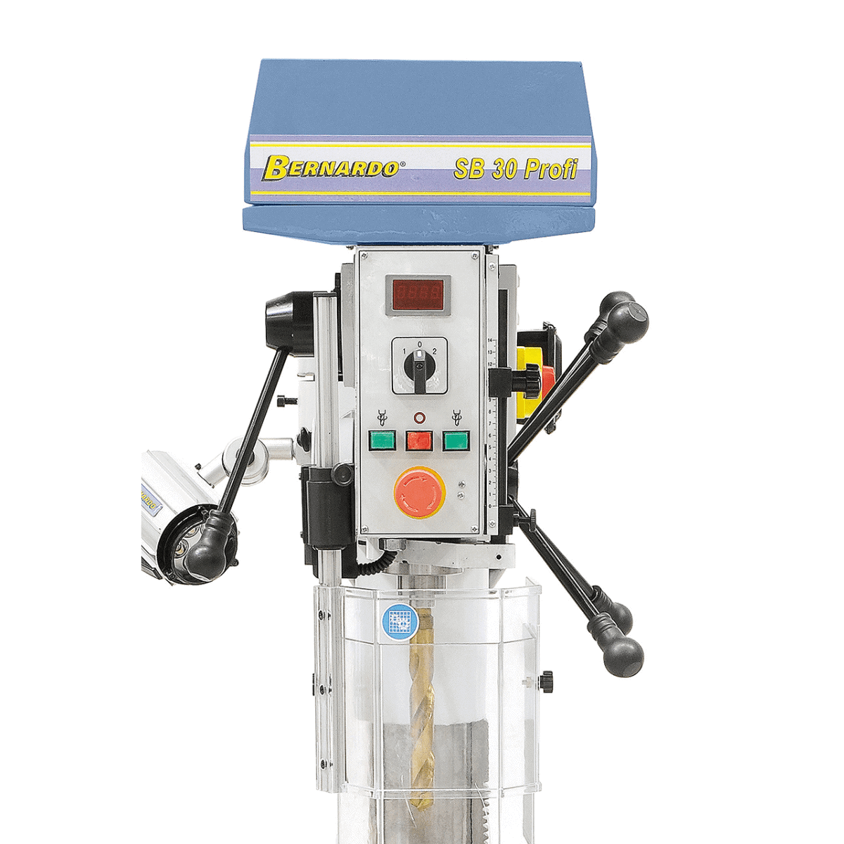Bernardo SB 30 Profi Säulenbohrmaschine mit 2-stufigem Motor – Bohrdurchmesser 32 mm, MT 3 Kegel, Dauerdrehzahl 105–1725 U/min, Rechts-/Linkslauf, Spindelhub 120 mm, Motor 0,55/0,85 kW 400 V, Gewicht 245 kg