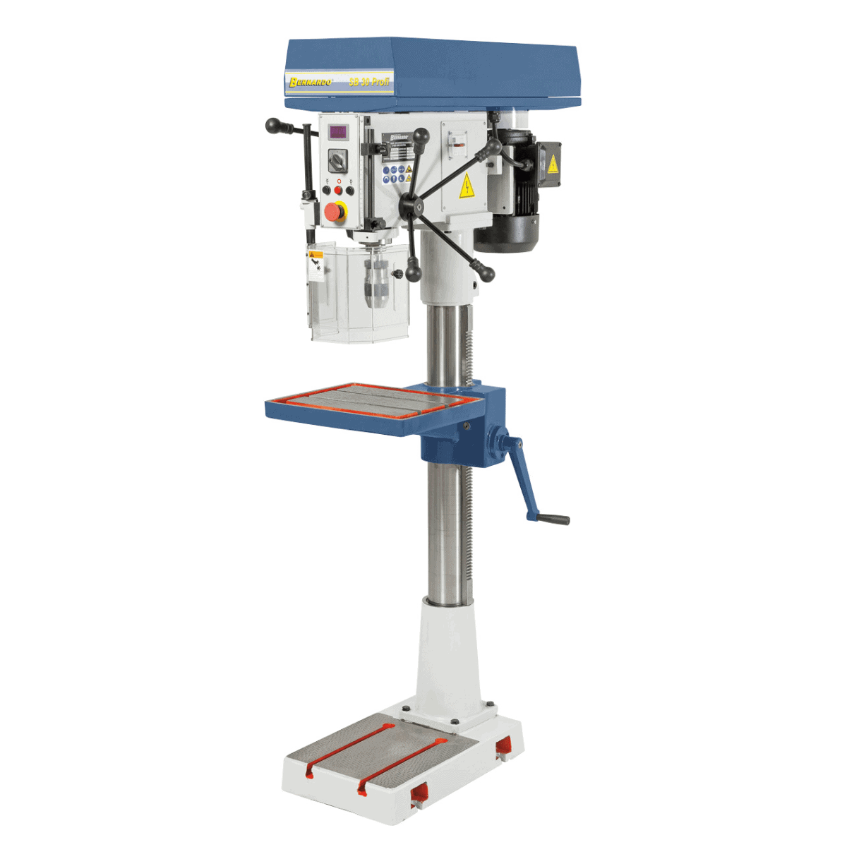 Bernardo SB 30 Profi Säulenbohrmaschine mit 2-stufigem Motor – Bohrdurchmesser 32 mm, MT 3 Kegel, Dauerdrehzahl 105–1725 U/min, Rechts-/Linkslauf, Spindelhub 120 mm, Motor 0,55/0,85 kW 400 V, Gewicht 245 kg
