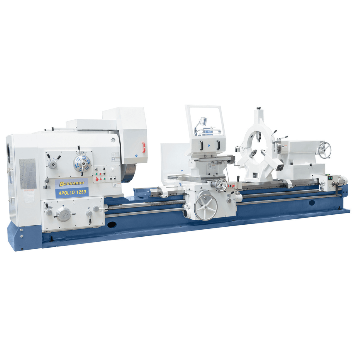 Bernardo Apollo 1600 x 5000 Schwerlast-Paralleldrehmaschine – 5000 mm Spitzenweite, 1600 mm Durchmesser, 18–22 kW Motor, MT 7, Gewicht 23.000 kg, 3-Achsen-Digitalanzeige inklusive