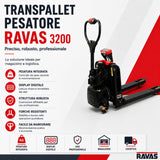Transpallet elettrico RAVAS Ergo Truck-2 – trazione elettrica, pesatura integrata, Li-ion 24V