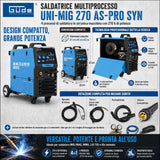 Mehrprozess-Schweißgerät Güde Uni-Mig 270 AS-Pro SYN – Inverter Drehstrom 400V, MIG/MAG, MMA, Fülldraht und WIG