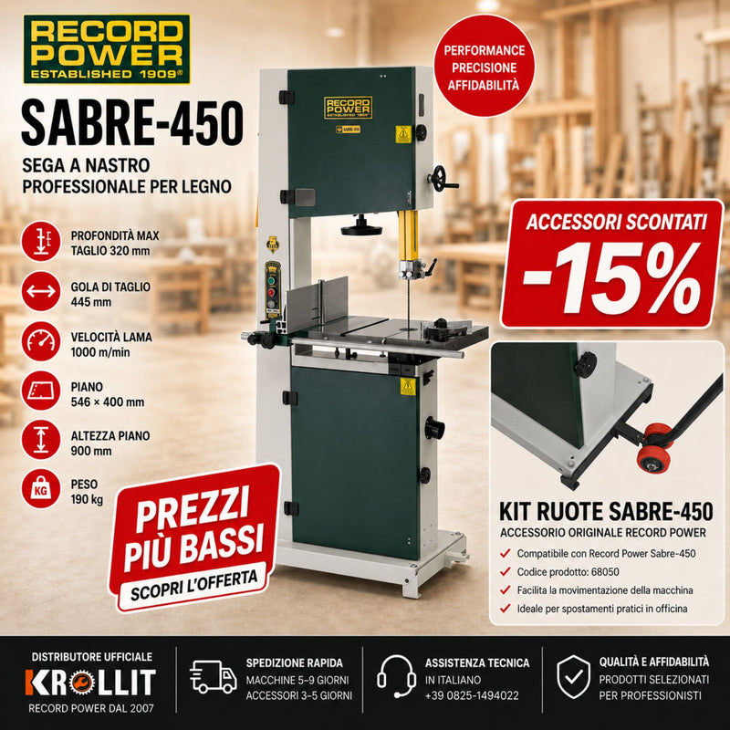 Record Power Sabre-450 Bandsäge Kombi + Fahrwerk-Set