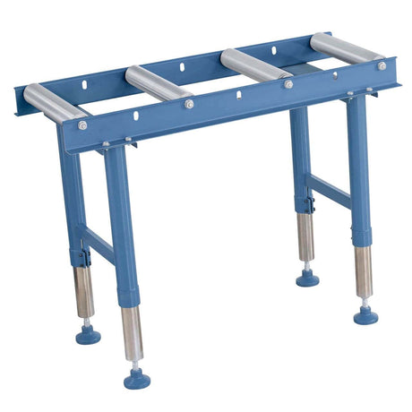Rulliera Bernardo RB 4 da 1000 mm con rulli zincati e altezza regolabile, ideale per la movimentazione di pezzi lunghi e pesanti.