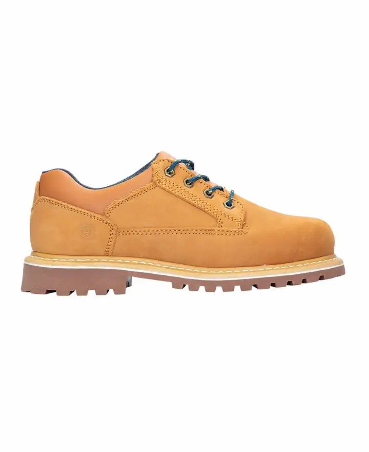 Scarpe ARDON® FARM LOW gialle, realizzate in pelle nubuck con suola in gomma antiscivolo SRA, ideali per uso professionale quotidiano.