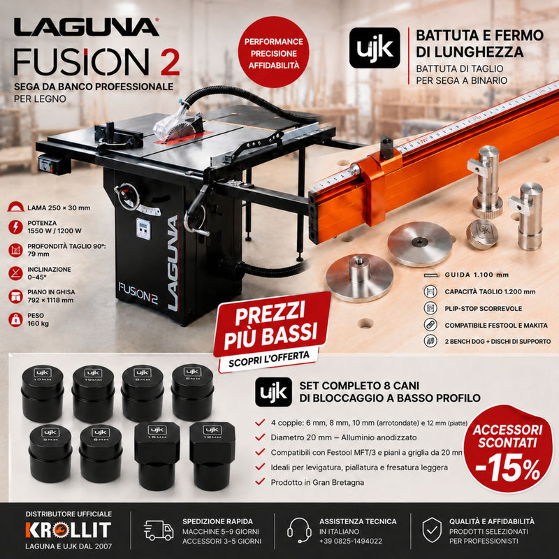 Laguna Fusion 2 Tischkreissäge Kombi + UJK Anschlag + Spannbankhaken-Set