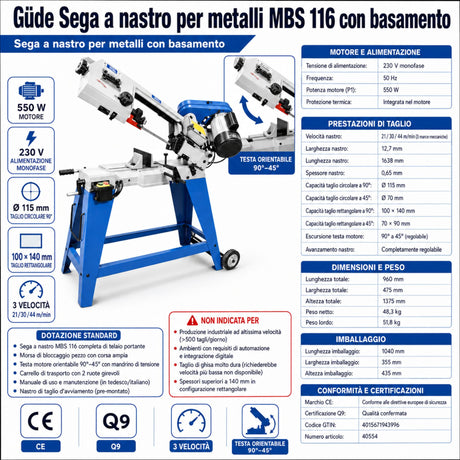 Güde Sega a nastro per metalli MBS 116