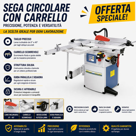Squadratrice Bernardo FKS 1250 N, ideale per tagli precisi su pannelli e lavorazioni di falegnameria con carro scorrevole fluido e struttura stabile.