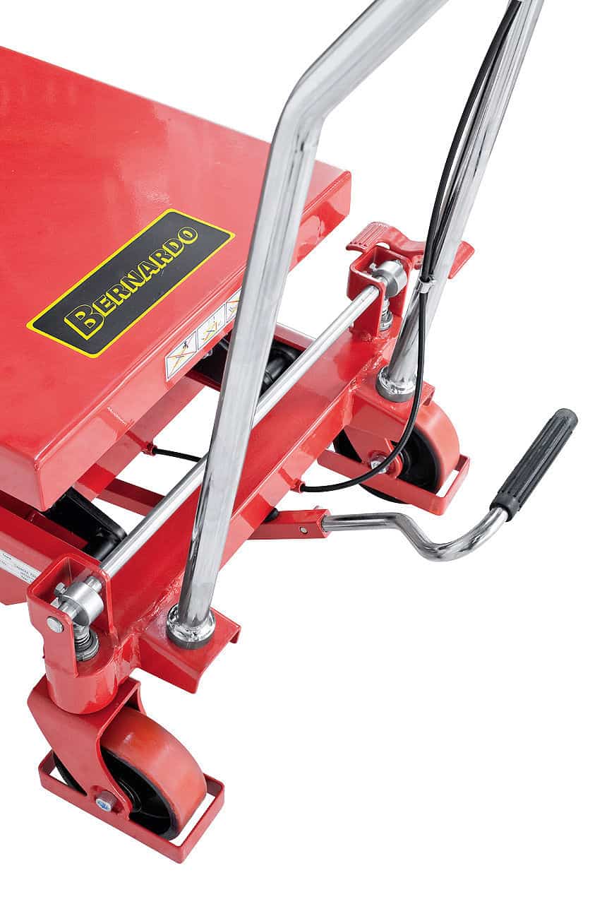 Bernardo BS 1000 manueller hydraulischer Hubtisch – Tragfähigkeit 1000 kg, Höhe 380-990 mm, Tisch 1015 × 510 mm, Gewicht 140 kg