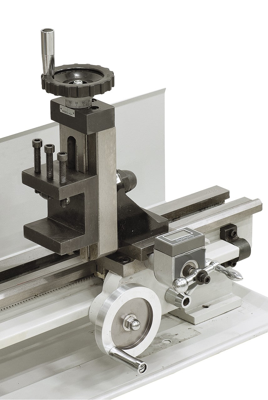 Bernardo Hobby 350 VD Metalldrehmaschine – 350 mm Spitzenweite, digitale Drehzahlanzeige + Schlitten, automatischer Vorschub, 0,35 kW Motor, 230 V Einphasenstrom, Gewicht 44 kg