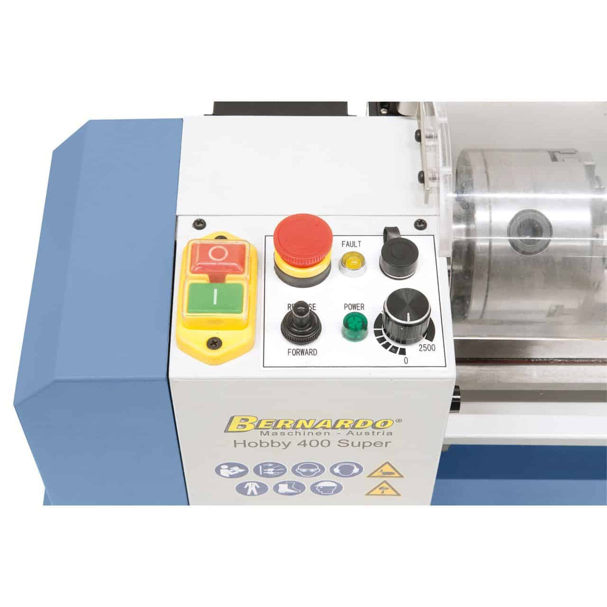 Bernardo Hobby 400 Super Metalldrehmaschine – 400 mm Spitzenweite, digitale Drehzahlanzeige + Schlitten, automatischer Vorschub, 0,5 kW Motor, 230 V Einphasenstrom, Gewicht 50 kg