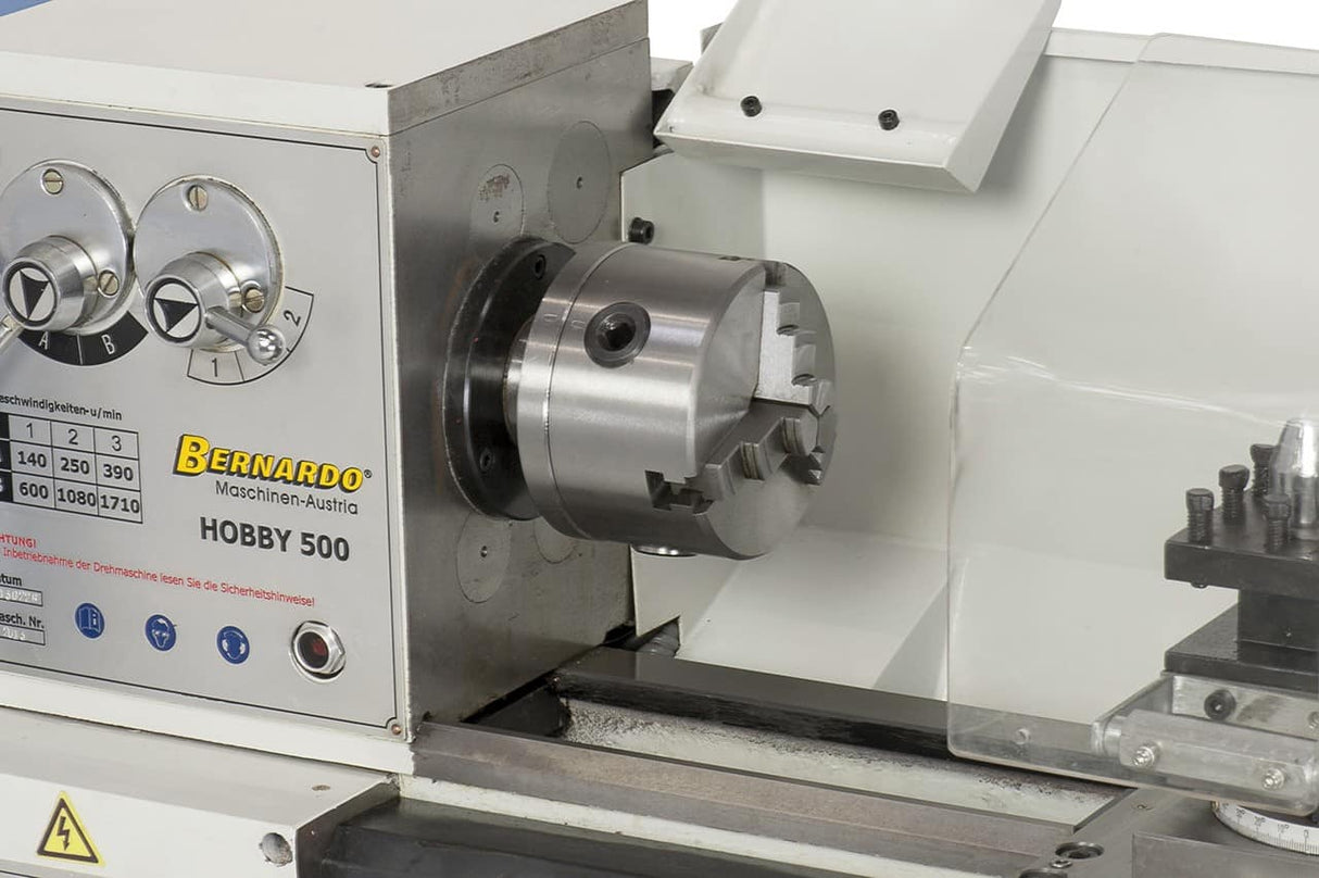 Bernardo Hobby 500 Metalldrehmaschine (230 V) – 500 mm Spitzenweite, automatischer Vorschub, 0,55 kW Motor, 230 V Einphasenstrom, Gewicht 130 kg