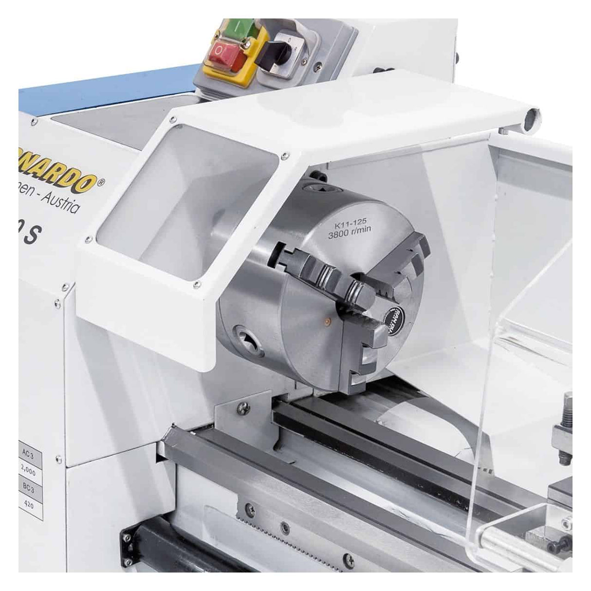 Bernardo Profi 450 S Metalldrehmaschine – Spitzenweite 450 mm, Ø 230 mm am Bett, Spindelbohrung Ø 20 mm Kegel MK 3, Motor 0,9 kW 230 V Einphasenstrom, Gewicht 112 kg
