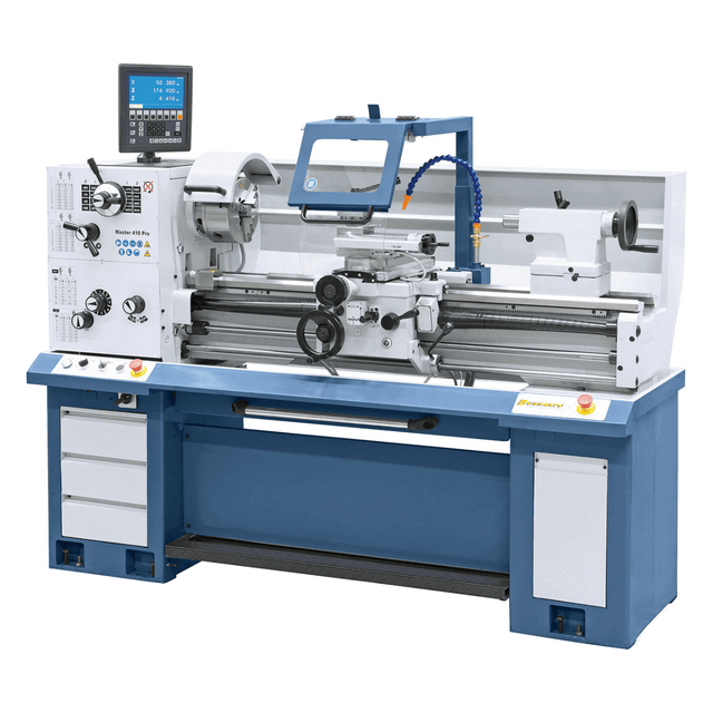 Tornio parallelo Bernardo Master 410 Pro con distanza tra le punte 1000 mm, foro mandrino 52 mm e accessori completi inclusi.