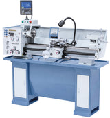 Tornio Hobby 910 G versione 230V o 400V con visualizzatore digitale a 3 assi ES-12 V, mandrino da 160 mm e basamento incluso.