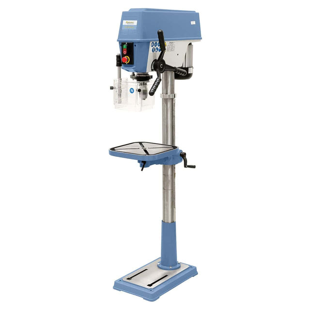 Trapano a colonna B 430 Vario 400 V con regolazione continua della velocità, tavola in ghisa girevole e struttura robusta da 100 kg.
