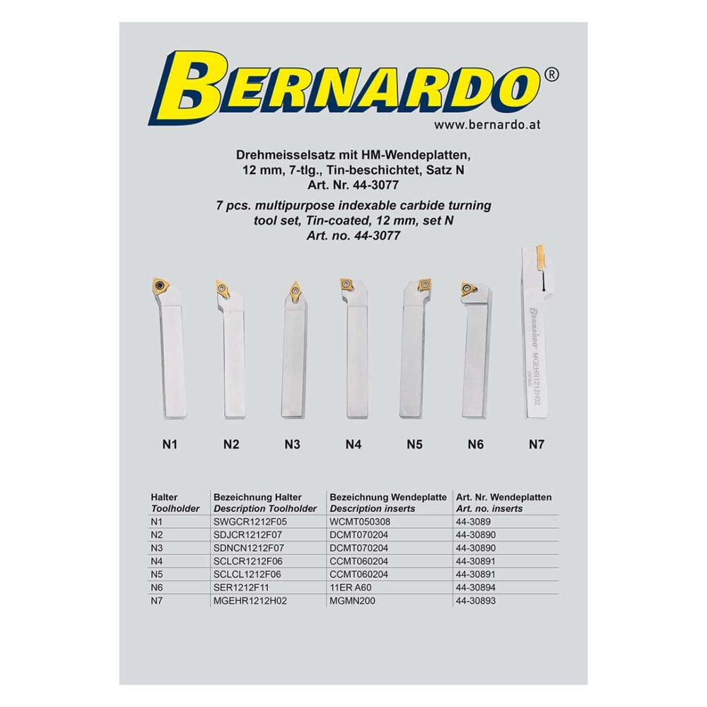 Utensile da taglio Bernardo da tornio con rivestimento in stagno, 12 mm, kit N