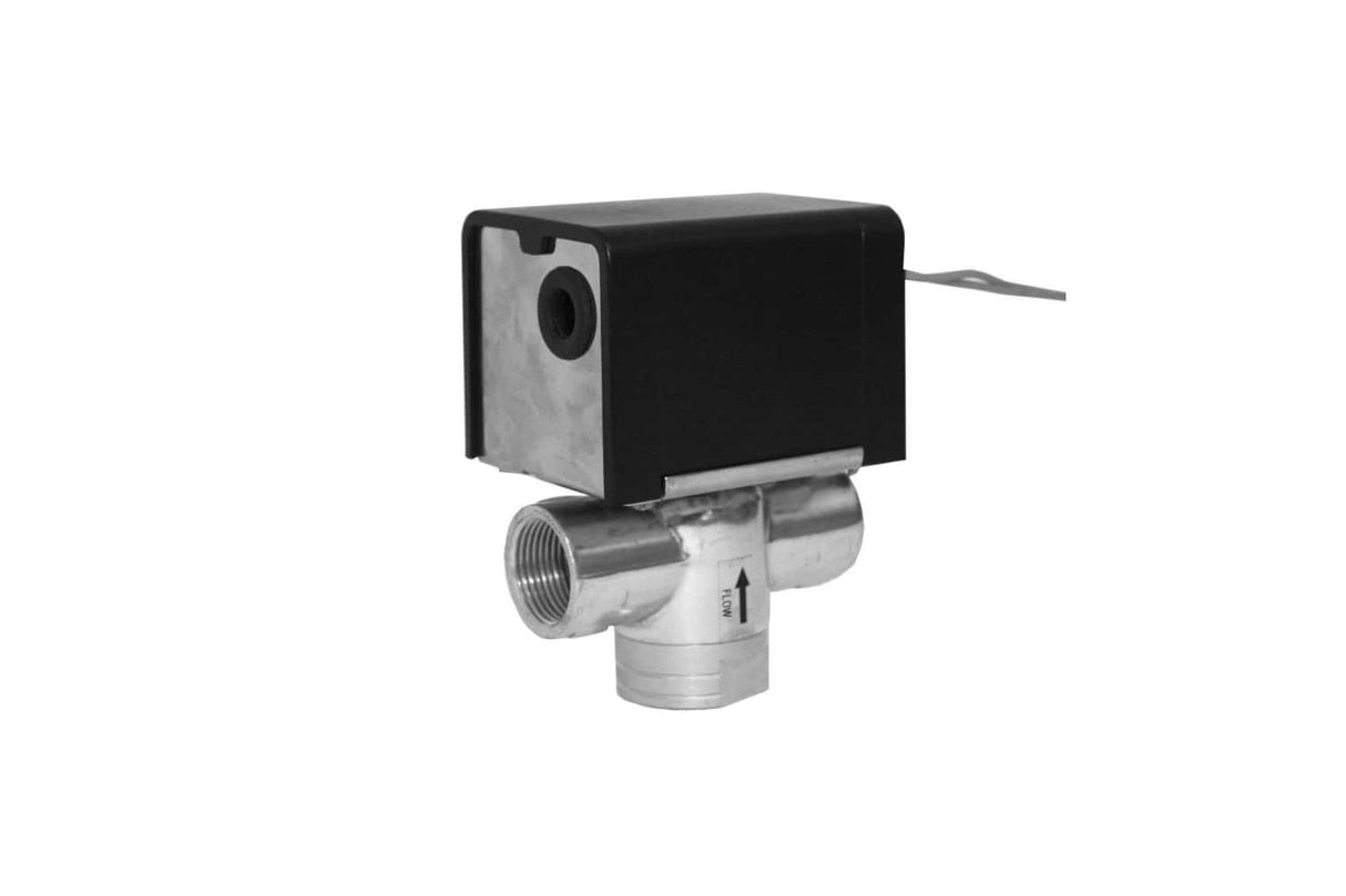 Valvola a tre vie con attuatore HC da 3/4", ideale per regolare automaticamente il flusso dell'acqua nei sistemi di riscaldamento, garantendo prestazioni efficienti e affidabili.