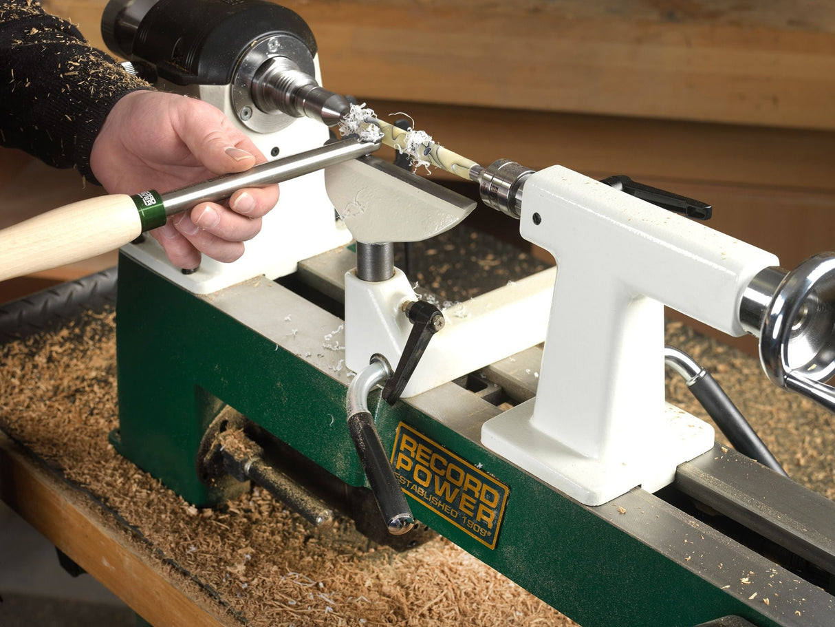 Combo Record Power Pathfinder – Tischdrechselbank mit Spannfutter, Spannzangen und Bettverlängerung