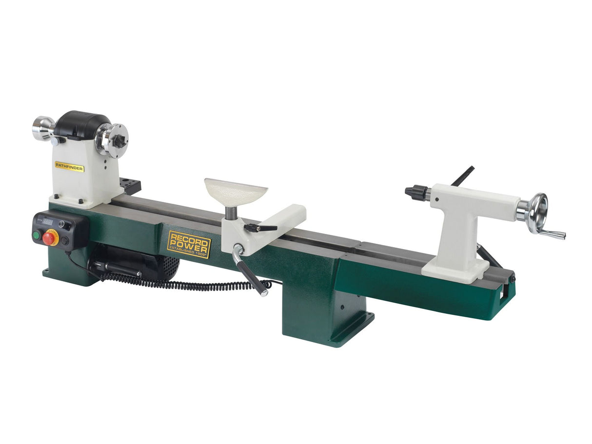 Combo Record Power Pathfinder – Tischdrechselbank mit Spannfutter, Spannzangen und Bettverlängerung