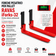 Forche pesatrici wireless RAVAS iForks-32 per carrelli elevatori, portata fino a 5.000 kg