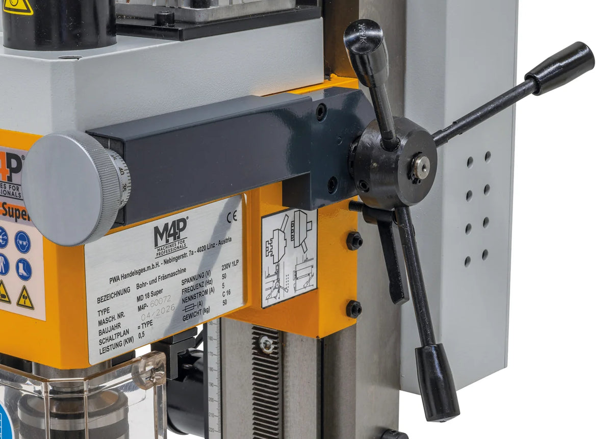 Leva del cannotto e volantino di avanzamento fine della trapano-fresatrice M4P MD 18 Super / 230 V