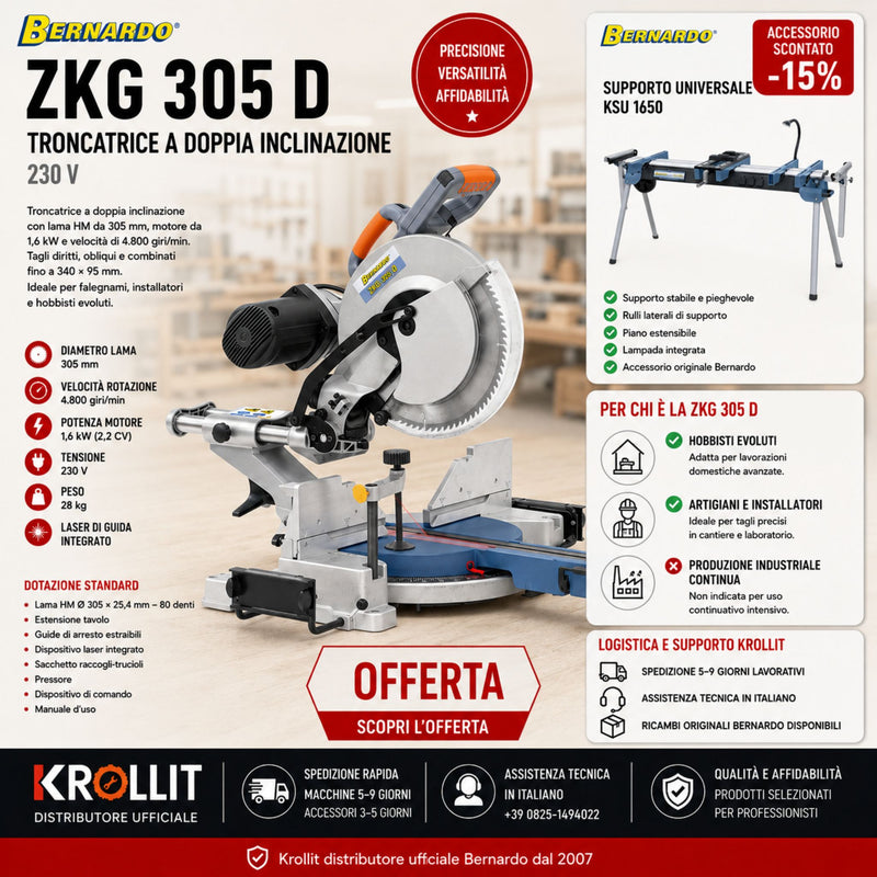 Bernardo ZKG 305 D 230 V Doppelgehrungssäge Kombi + Bernardo KSU 1560 Untergestell